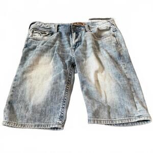 Seven7 Premium Denim Co Light Wash Bermuda Shorts Size 34 Stretch Denim